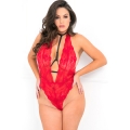 FRONT FOCUS CHOKER BODY DE ENCAJE FLORAL ROJO