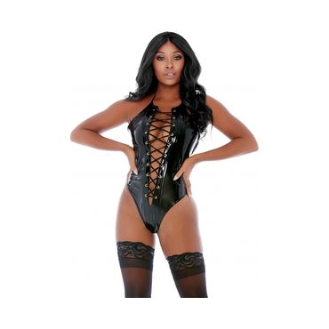 LACED  BE HONEST VINYL LACE-UP TEDDY