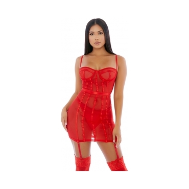 SHEER DESIRES MESH CONJUNTO ROJO