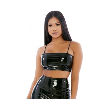 CAUGHT A SLICK VINYL CAMI TOP NEGRO